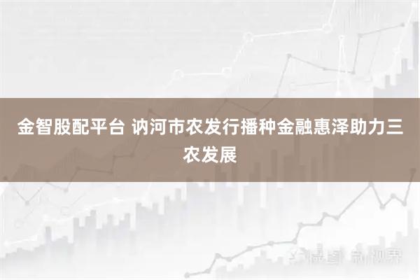 金智股配平台 讷河市农发行播种金融惠泽助力三农发展